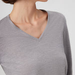 Light Gray V-Neck Long Sleeve Women's Sweater