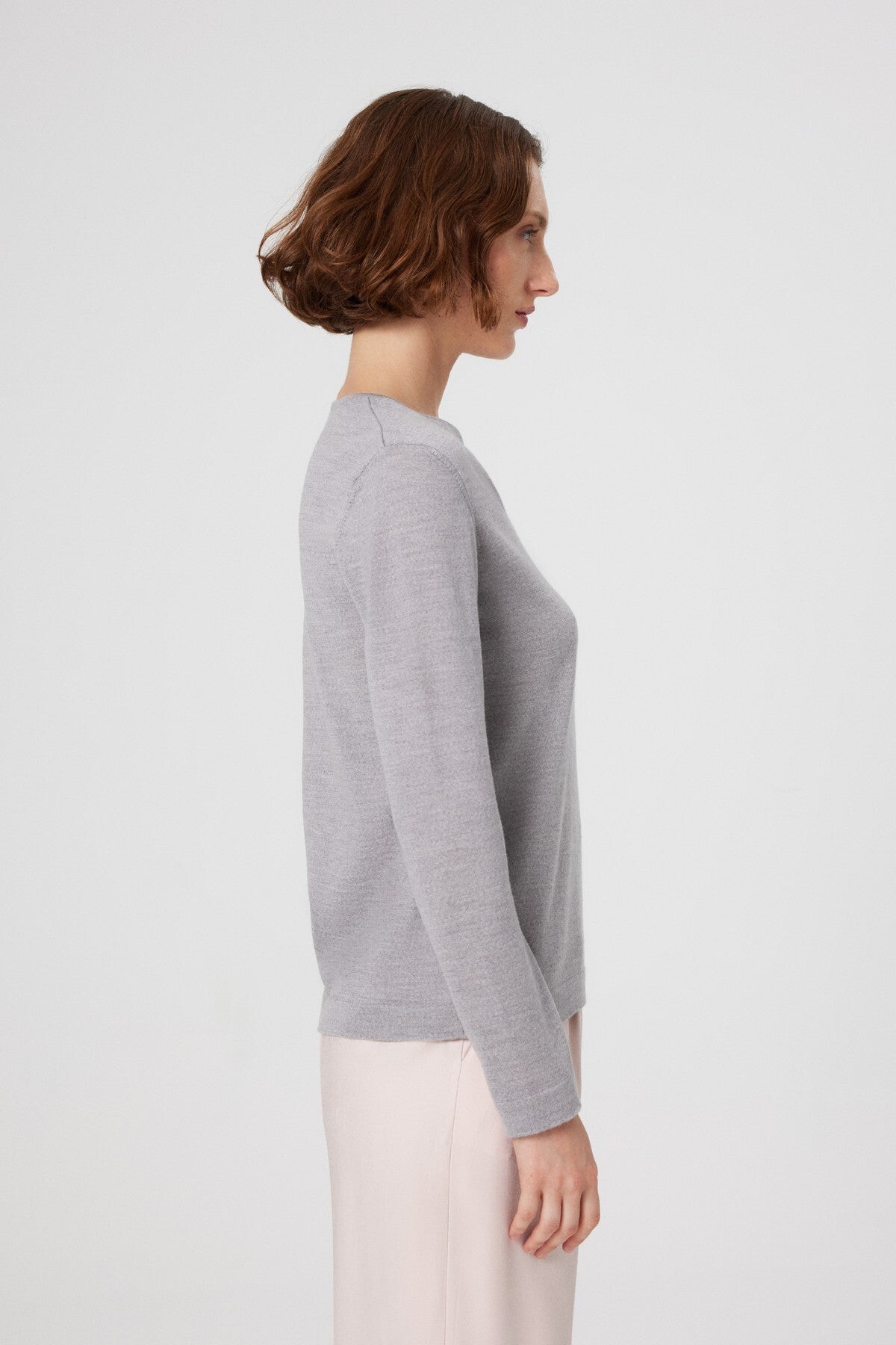Light Gray V-Neck Long Sleeve Women's Sweater