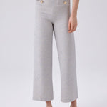 Light Blue Gold Button Detailed Tweed Pants