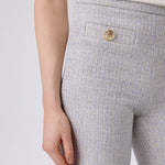 Light Blue Gold Button Detailed Tweed Pants