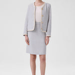 Light Blue Gold Button Tweed Women's Jacket