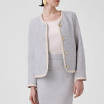 Light Blue Gold Button Tweed Women's Jacket
