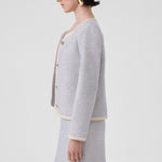 Light Blue Gold Button Tweed Women's Jacket