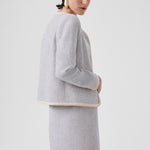 Light Blue Gold Button Tweed Women's Jacket