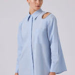 Baby Blue Stone Embroidered Oversized Women's Shirt