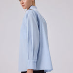 Baby Blue Stone Embroidered Oversized Women's Shirt