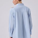 Baby Blue Stone Embroidered Oversized Women's Shirt