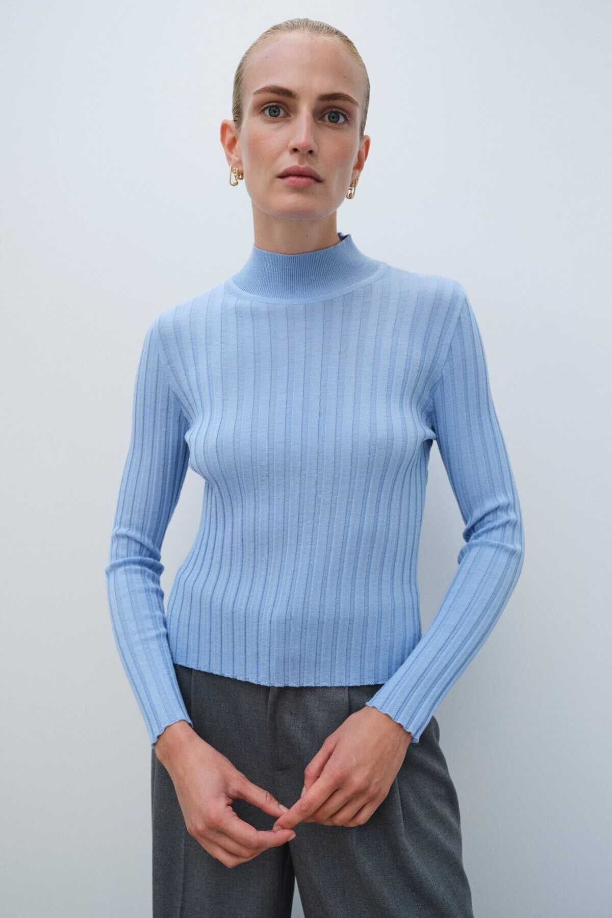 Light Blue Women's Half-Zip Sweater