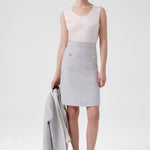 Light Blue Pencil Skirt with Slit Detail