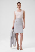 Light Blue Pencil Skirt with Slit Detail