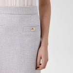Light Blue Pencil Skirt with Slit Detail