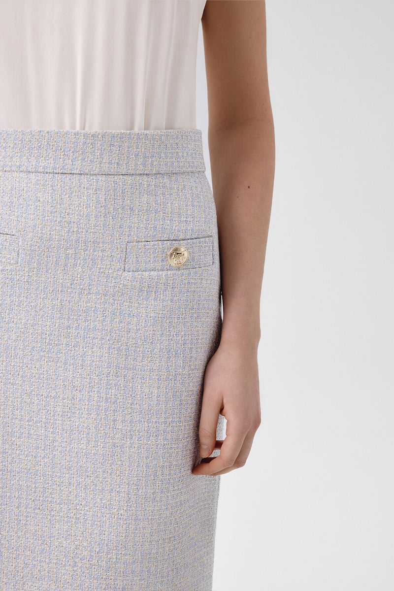 Light Blue Pencil Skirt with Slit Detail