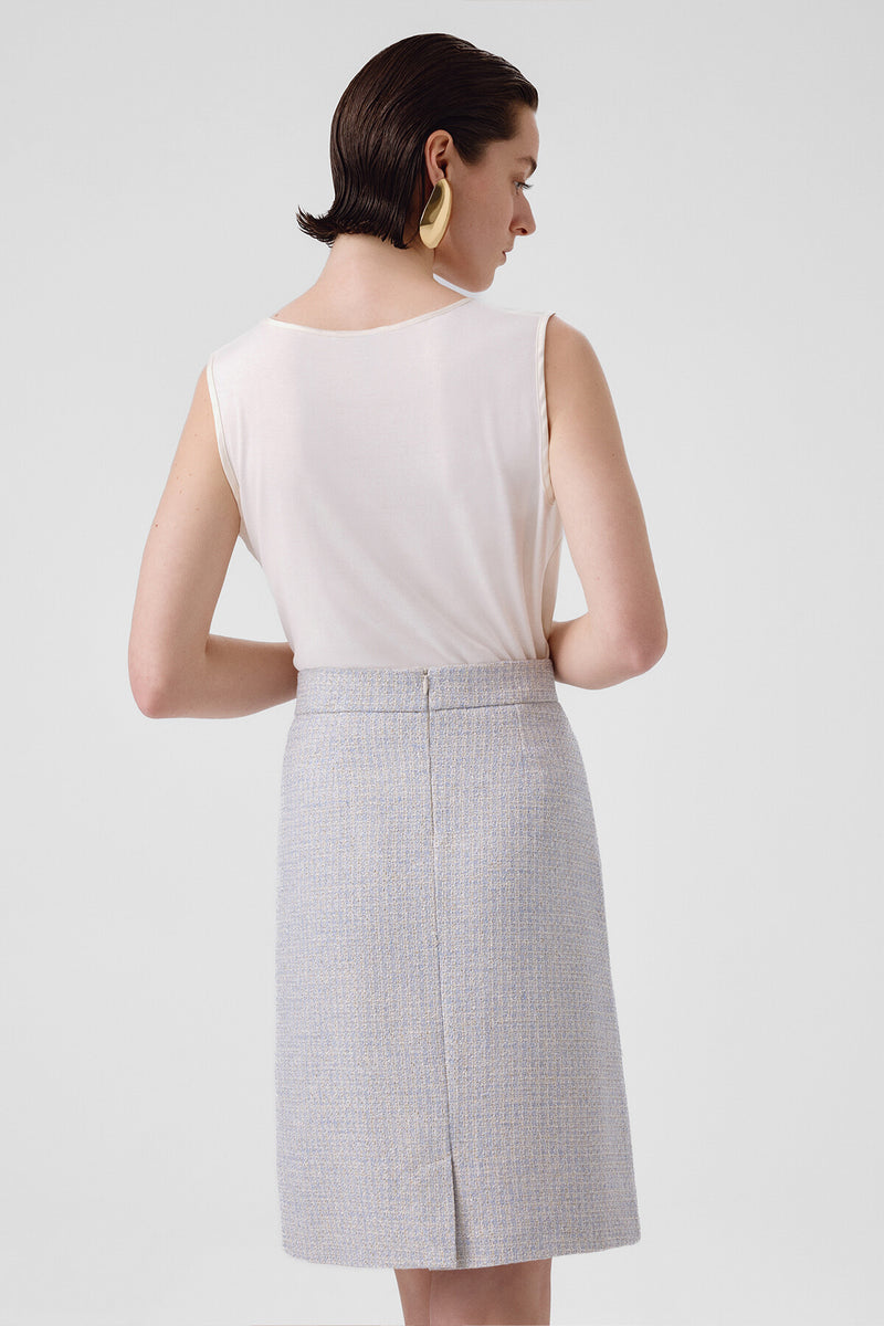 Light Blue Pencil Skirt with Slit Detail