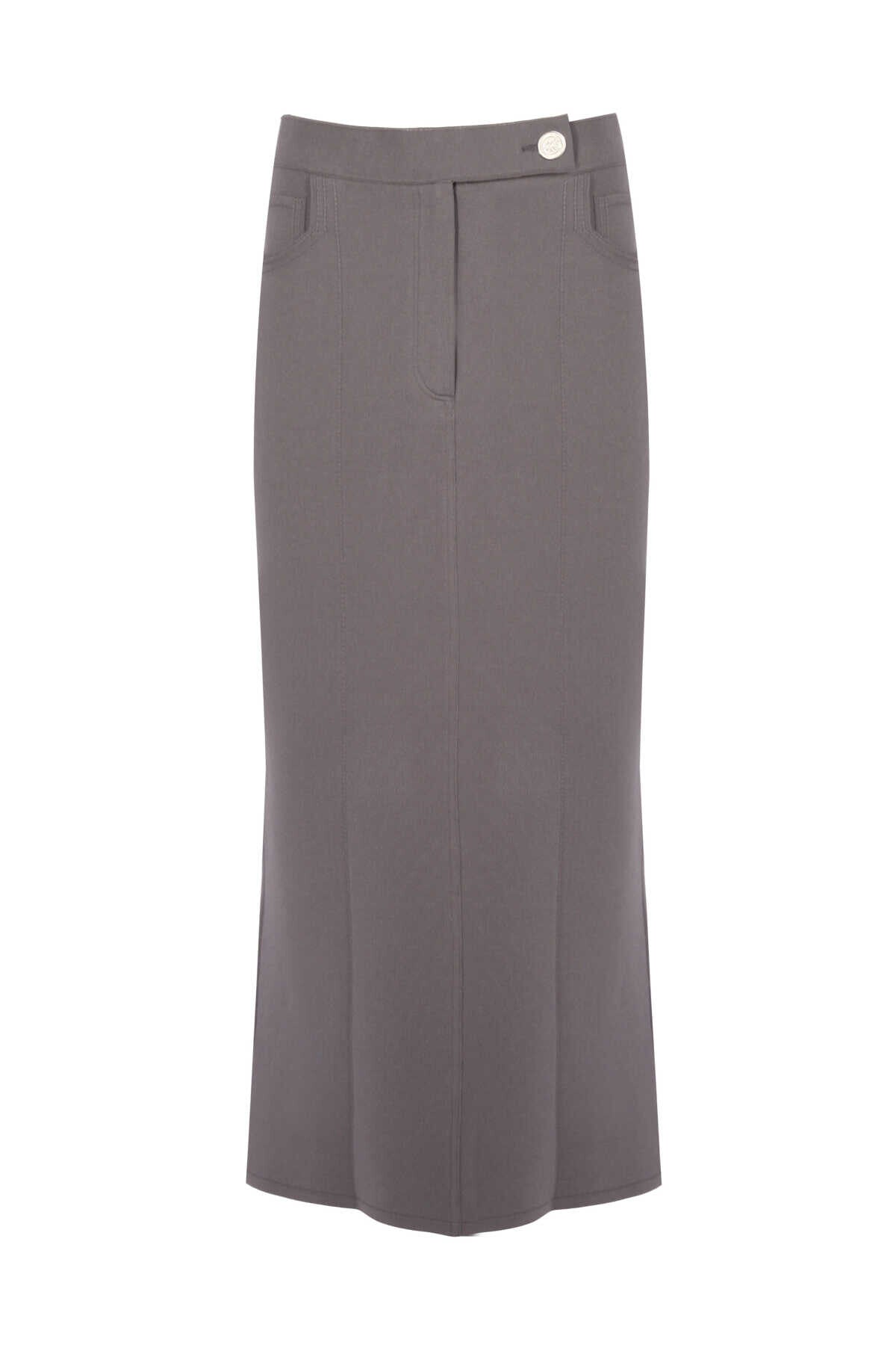 Anthracite Slit Detail Long Knit Skirt