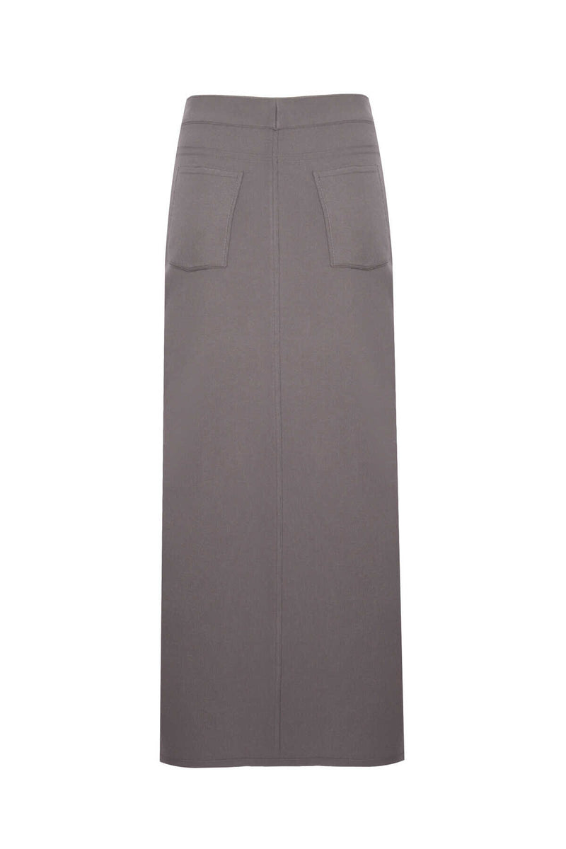 Anthracite Slit Detail Long Knit Skirt