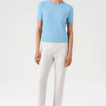 Baby Blue Bicycle Neck Short Sleeve Women's T-Shirt