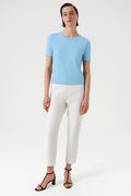 Baby Blue Bicycle Neck Short Sleeve Women's T-Shirt