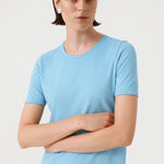 Baby Blue Bicycle Neck Short Sleeve Women's T-Shirt