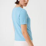 Baby Blue Bicycle Neck Short Sleeve Women's T-Shirt
