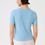 Baby Blue Bicycle Neck Short Sleeve Women's T-Shirt