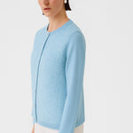 Baby Blue Lace Detail Buttoned Women's Cardigan