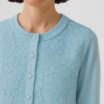 Baby Blue Lace Detail Buttoned Women's Cardigan