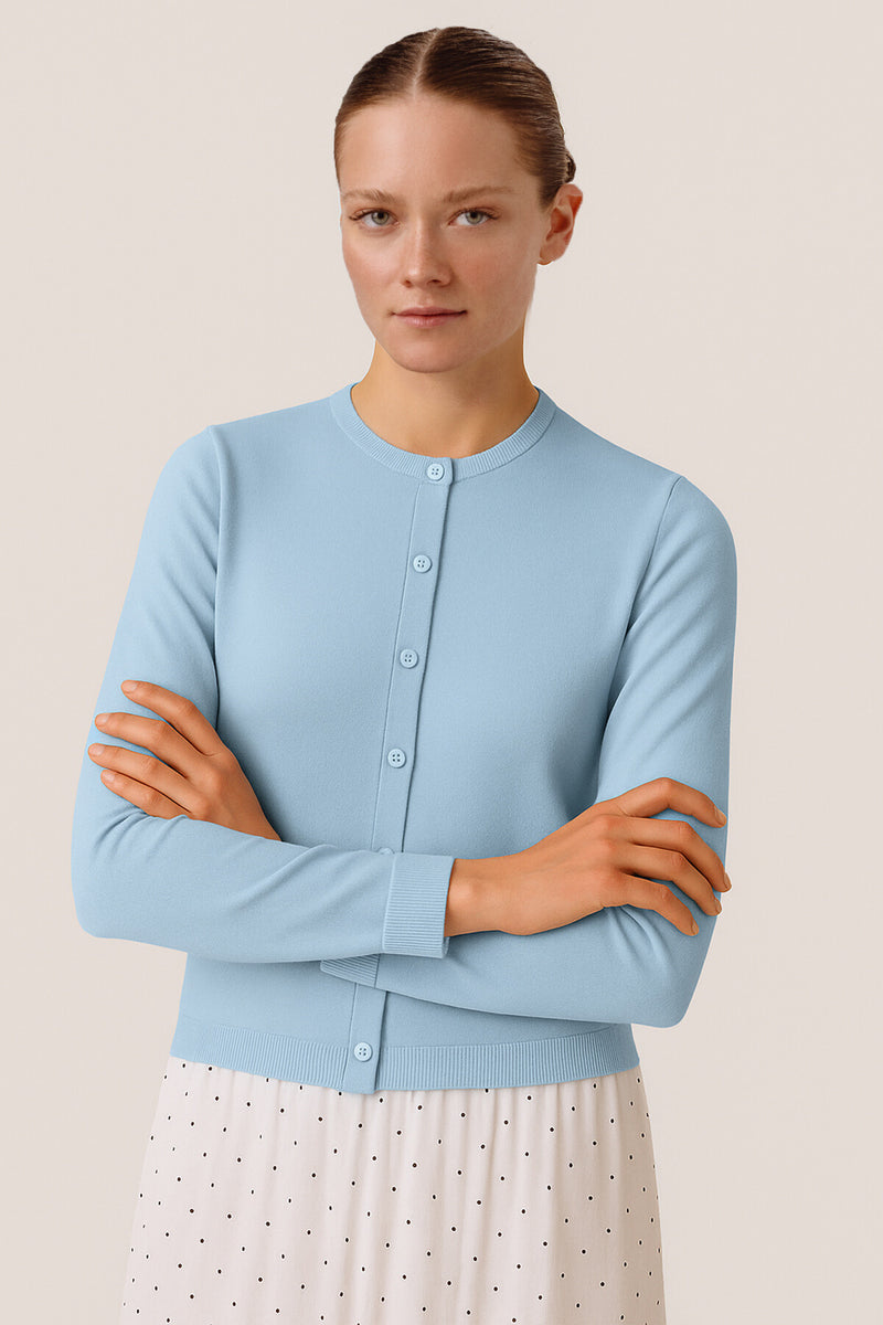 Baby Blue Buttoned Women's Cardigan