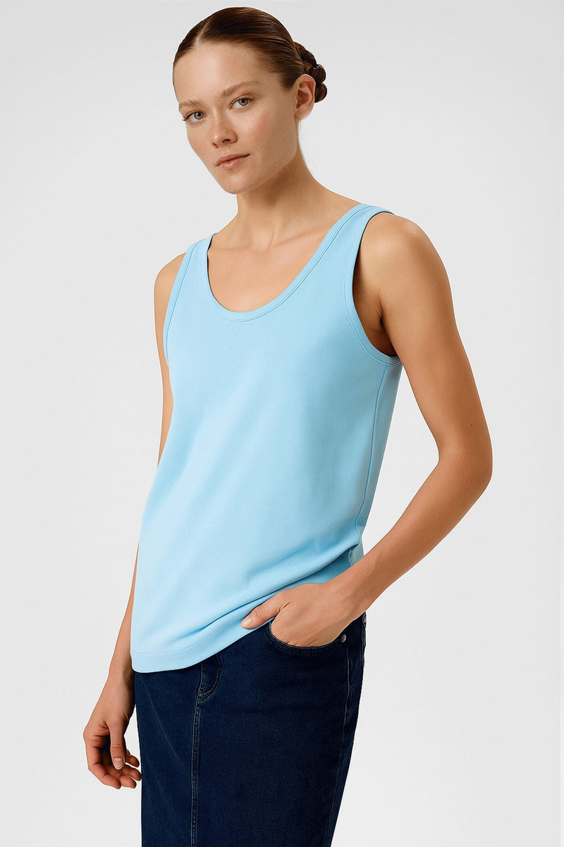 Bebe Blue Thick-Strapped Round Neck Women's Athletic Shirt