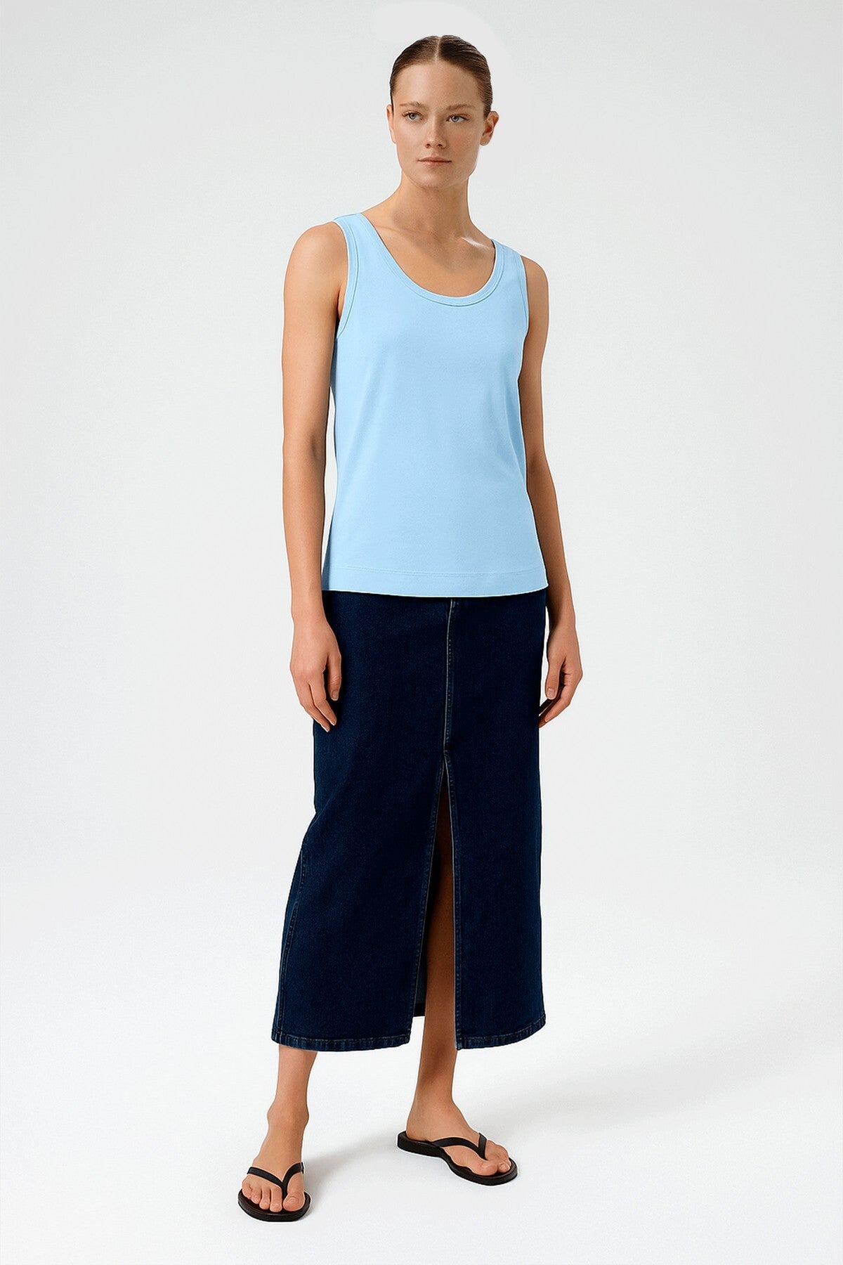 Bebe Blue Thick-Strapped Round Neck Women's Athletic Shirt
