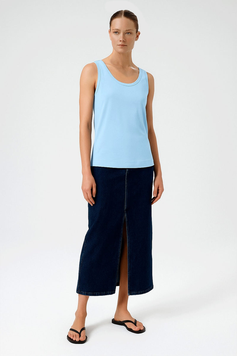 Bebe Blue Thick-Strapped Round Neck Women's Athletic Shirt