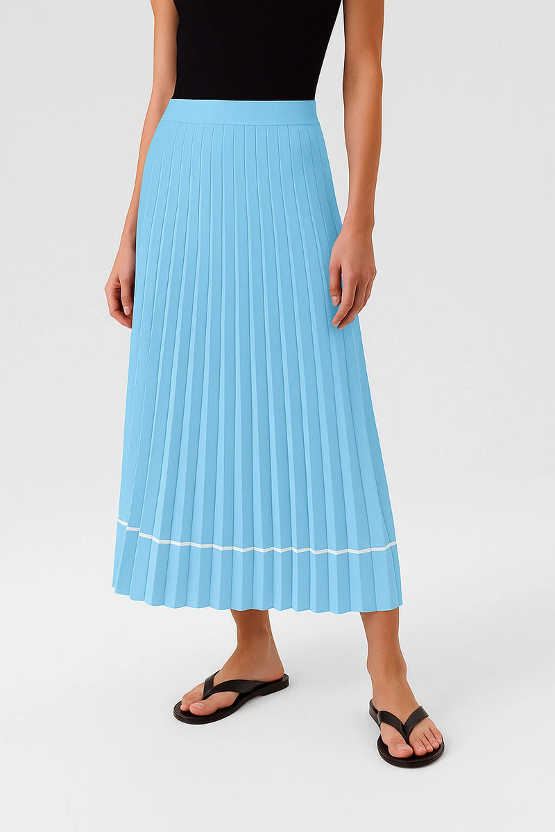 Baby Blue Pleated Long Skirt