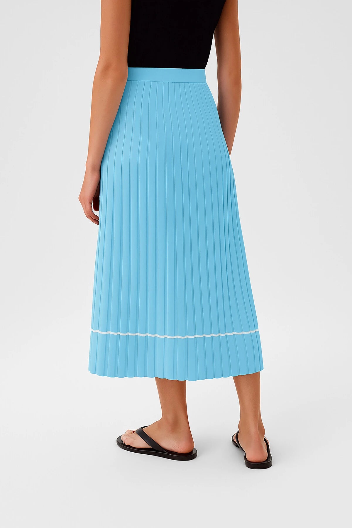 Baby Blue Pleated Long Skirt