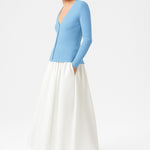 Baby Blue V-Neck Ribbed Fine Women's Cardigan