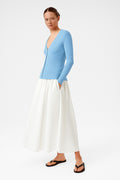 Baby Blue V-Neck Ribbed Fine Women's Cardigan