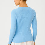 Baby Blue V-Neck Ribbed Fine Women's Cardigan