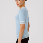 Baby Blue Round Neck Short Sleeve Women's Sweater
