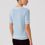 Baby Blue Round Neck Short Sleeve Women's Sweater