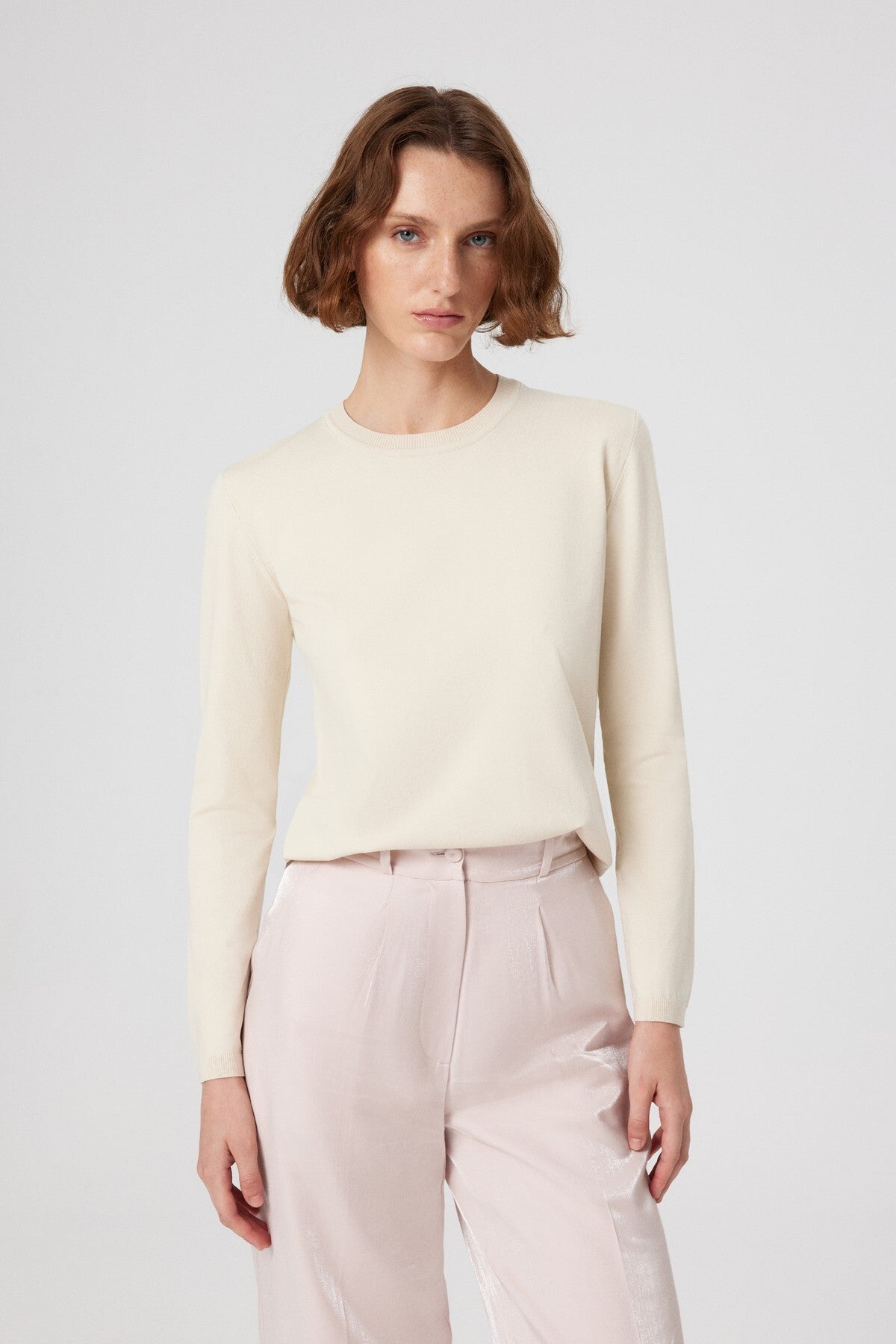 Beige Bicycle Neck Women's T-Shirt