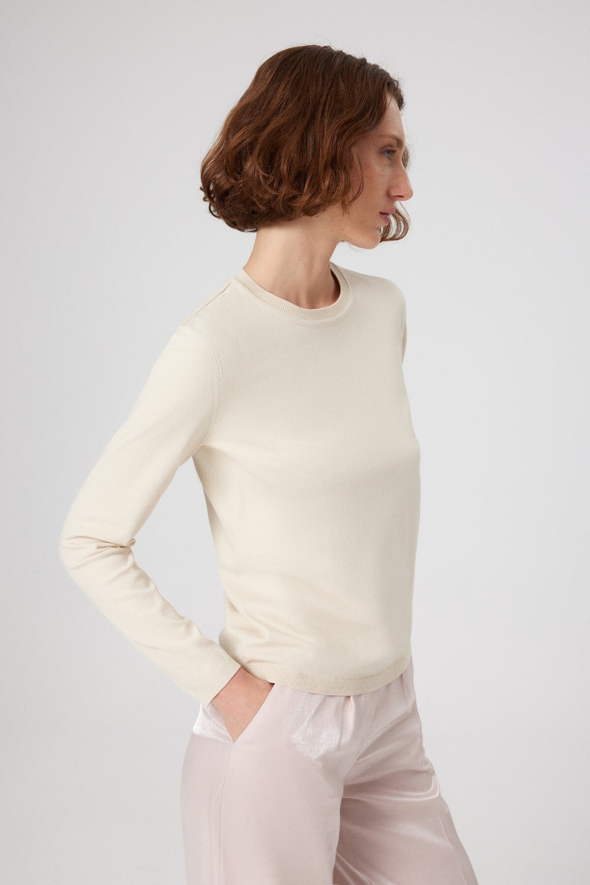 Beige Bicycle Neck Women's T-Shirt