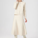 Beige Button-Detailed Women's Cardigan