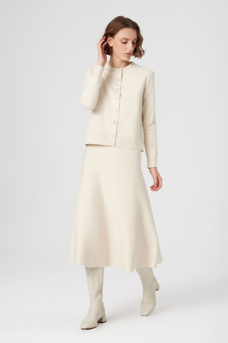 Beige Button-Detailed Women's Cardigan