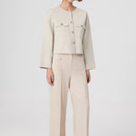 Beige Buttoned Pocket Detailed Short Women's Jacket