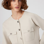 Beige Buttoned Pocket Detailed Short Women's Jacket