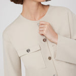 Beige Buttoned Pocket Detailed Short Women's Jacket