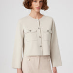 Beige Buttoned Pocket Detailed Short Women's Jacket