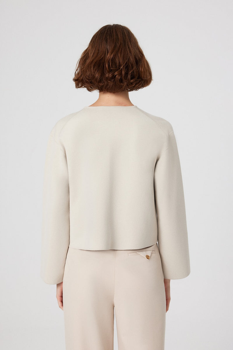 Beige Buttoned Pocket Detailed Short Women's Jacket