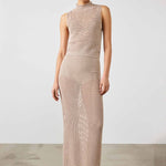 Beige Mesh Long Skirt