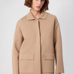 Beige Shirt Collar Pocket Detail Women's Jacket