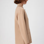 Beige Shirt Collar Pocket Detail Women's Jacket