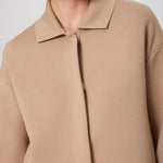 Beige Shirt Collar Pocket Detail Women's Jacket